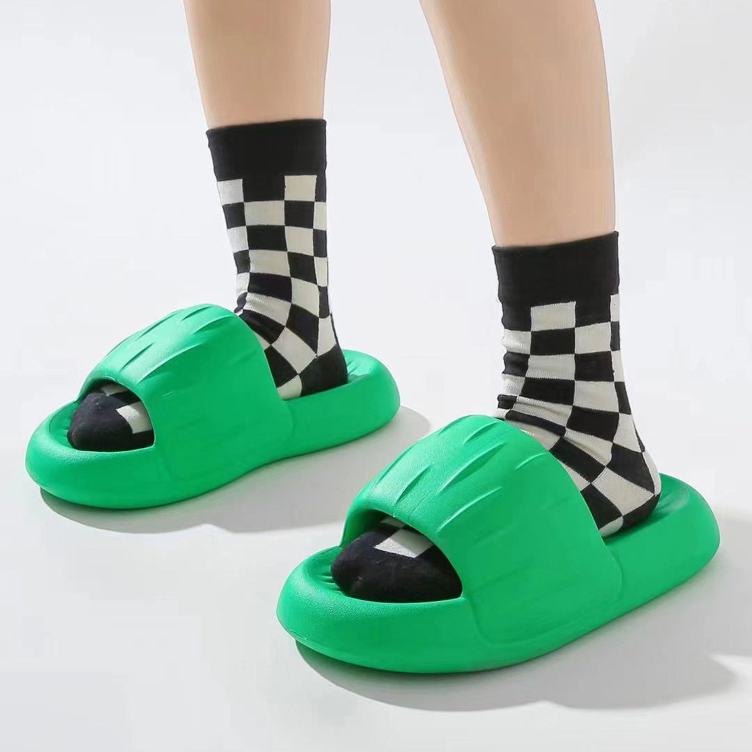 Bread Slippers EVA Rubber And Plastic Thick Bottom Stepping On Shit Casual Couple Tide Shoes Men And Women Flat Slippers Women's Outer Wear