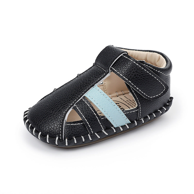 Sandalias de bebé cosidas con suela de goma, transpirables, antipatadas, para interior