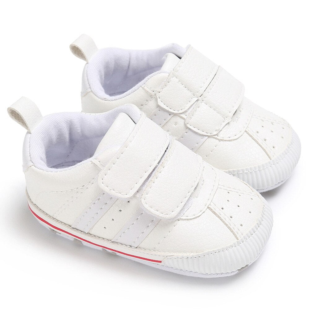 Fashion Toddler Baby 0-18M Soft Sole Hook Loop Prewalker Sneakers Baby Boy Girl Crib Shoes Leather Sports Non-slip Walker Shoes