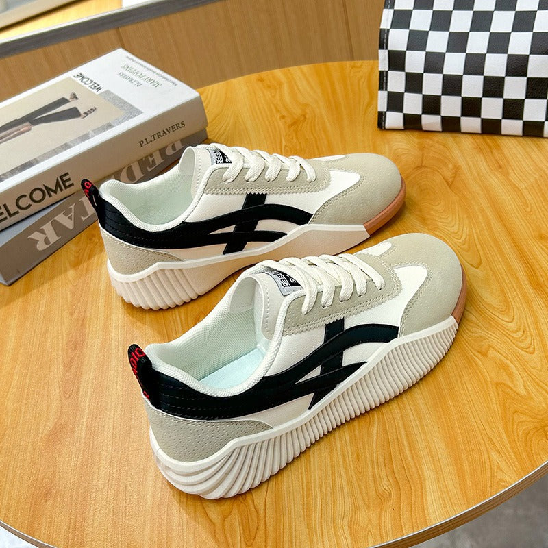 Korean Version Flat Bottomed Small White Shoes for Womens New Breathable Casual Student Board Shoes for Womens Running Shoes