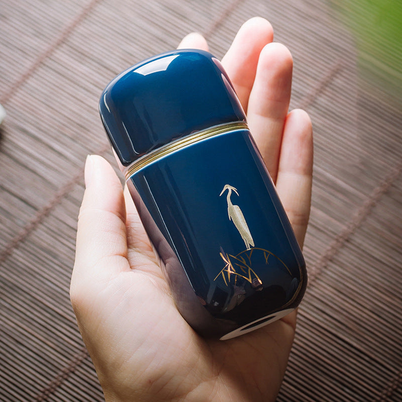 Ceramic Tea Jar Japanese Travel Mini Tea Storage Box Vintage Jar Green Tea Storage Containers