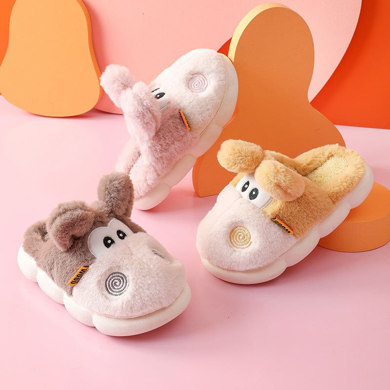 Autumn And Winter Wool Slippers Children's Cotton Slippers Winter Cotton Shoes Household Boys And Girls Home Slippers