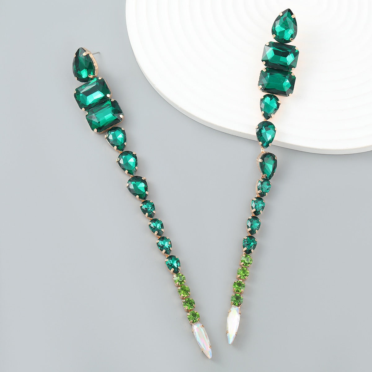 Super Flash Claw Chain Alloy Diamond Glass Diamond Long Exaggerated Earrings Women's Dinner Earrings