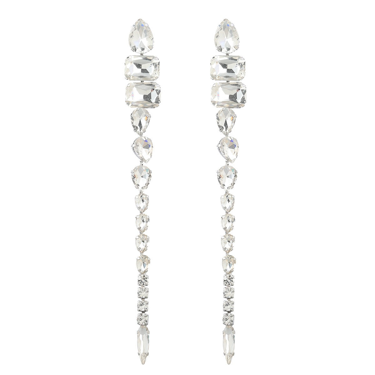 Super Flash Claw Chain Alloy Diamond Glass Diamond Long Exaggerated Earrings Women's Dinner Earrings