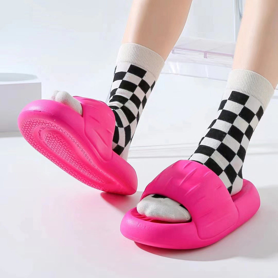 Bread Slippers EVA Rubber And Plastic Thick Bottom Stepping On Shit Casual Couple Tide Shoes Men And Women Flat Slippers Women's Outer Wear