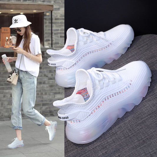 Spring And Summer New Trend All-Match Korean Lace-Up Women's Sneakers Jelly Bottom Net Red Shoes Low-Top Breathable Casual Shoes