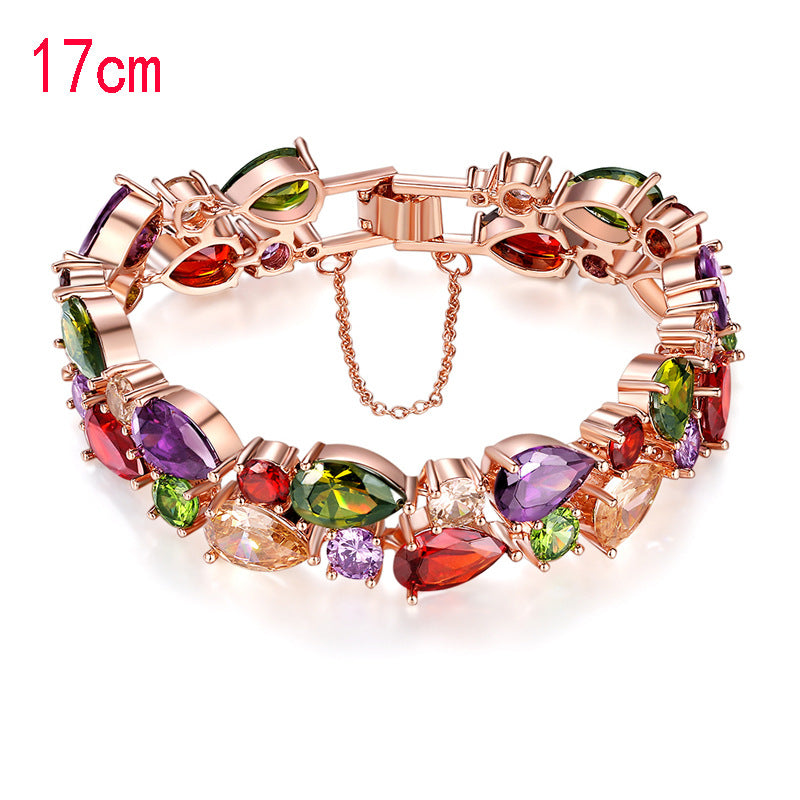 Mona Lisa Colorful Zircon Bracelet Colorful Rose Gold Bracelet Stall Boutique Exaggerated Jewelry