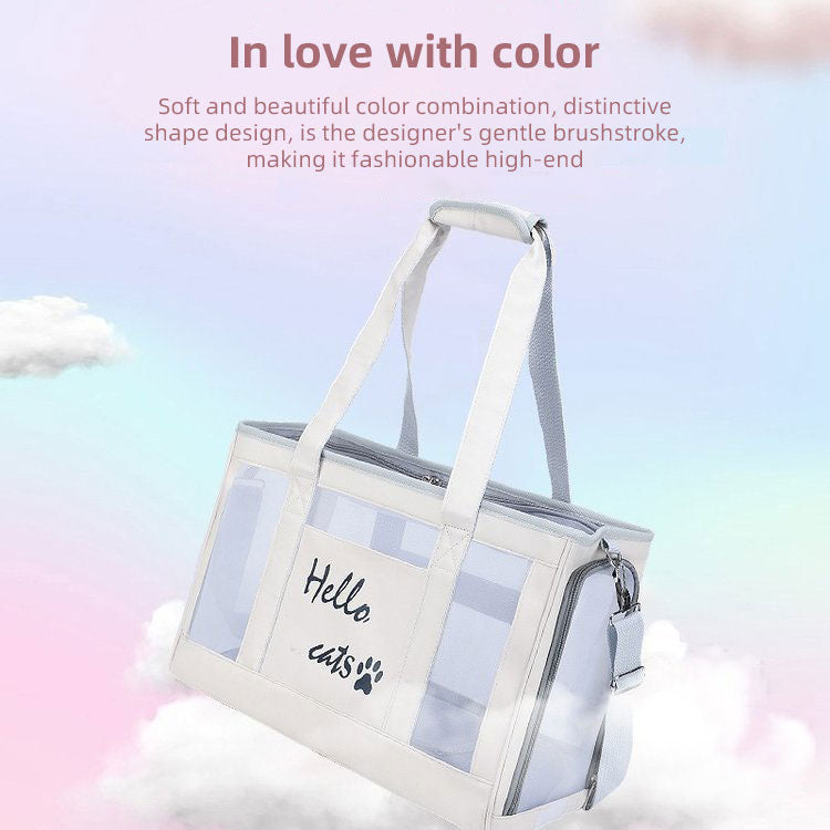 New Solid Color Fashion Breathable Simple Portable Out Shoulder Large Capacity Small Dog Pet Bag