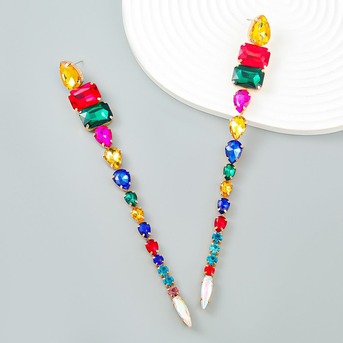 Super Flash Claw Chain Alloy Diamond Glass Diamond Long Exaggerated Earrings Women's Dinner Earrings