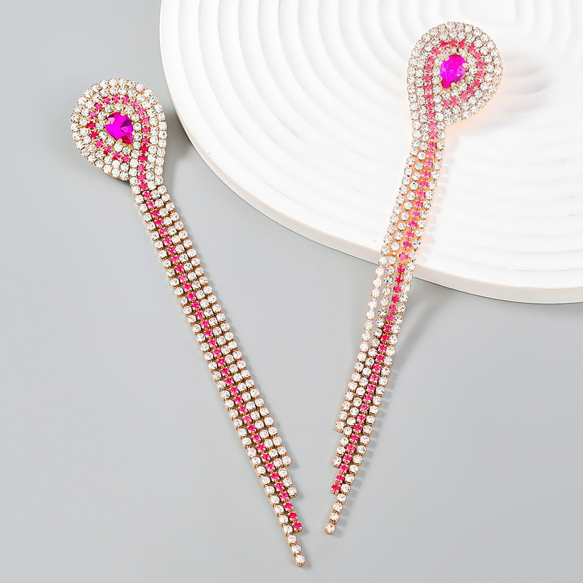 Super Flash Claw Chain Alloy Diamond Rhinestone Long Tassel Earrings Fashion Female Banquet Earrings