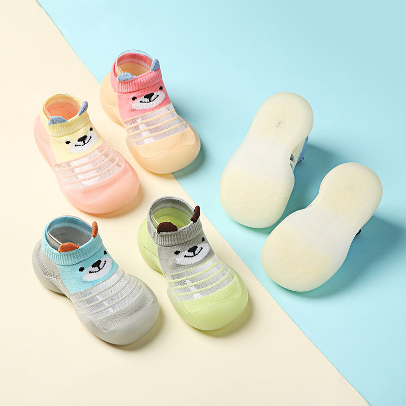 Summer children's floor shoes and socks breathable ice silk non-slip soft bottom baby home indoor shoes kindergarten early education socks shoes