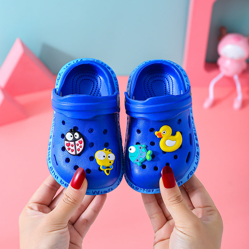 Baby Sandals Male Summer Toddler Cartoon 1-3 Years Old 2 Girls Hole Shoes Soft Bottom Non-Slip Baby Beach Sandals