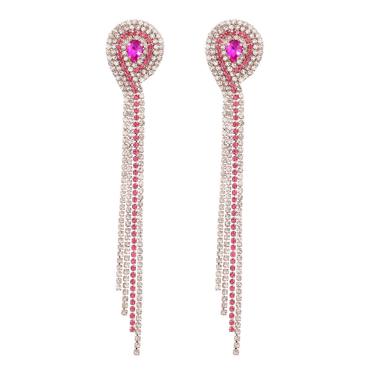 Super Flash Claw Chain Alloy Diamond Rhinestone Long Tassel Earrings Fashion Female Banquet Earrings
