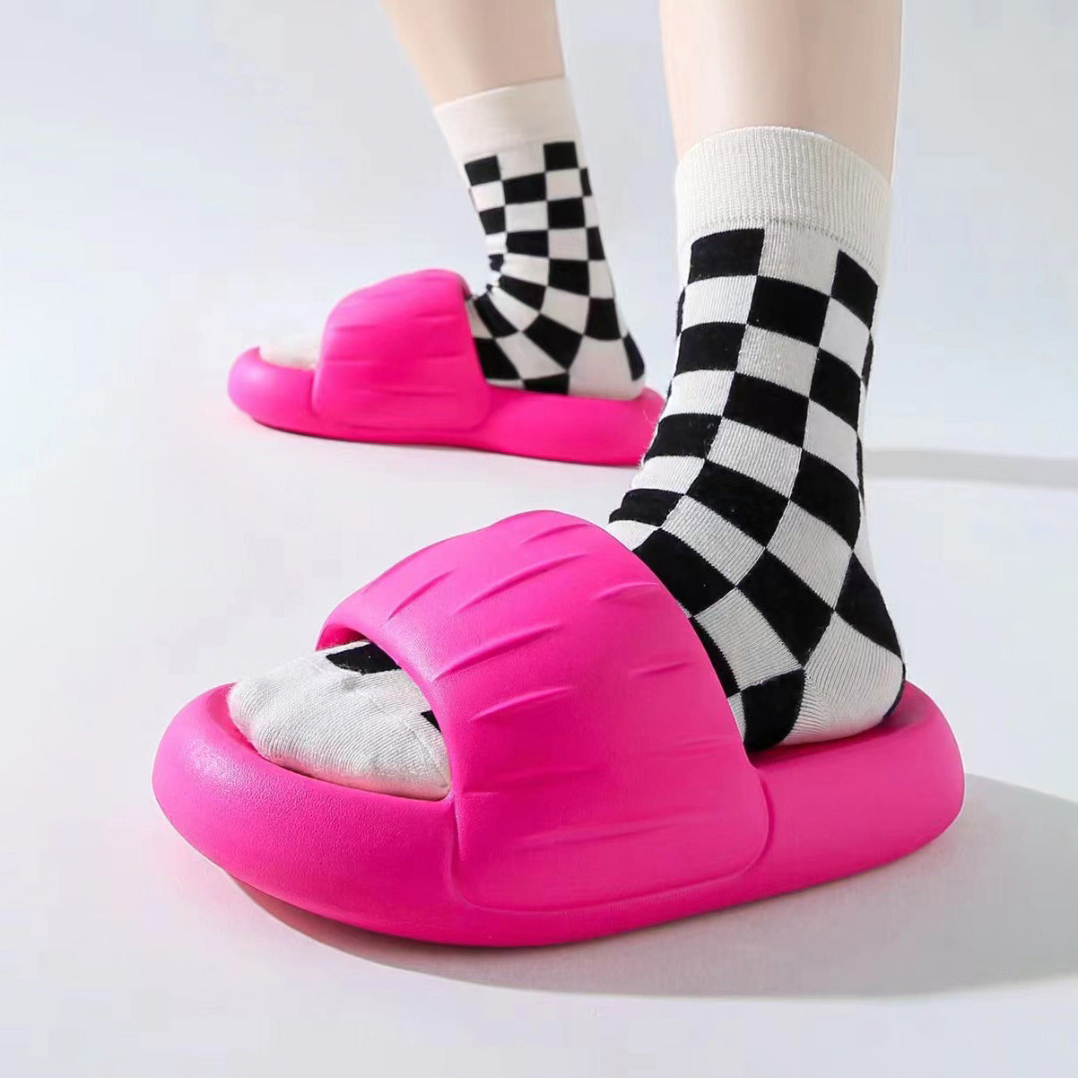 Bread Slippers EVA Rubber And Plastic Thick Bottom Stepping On Shit Casual Couple Tide Shoes Men And Women Flat Slippers Women's Outer Wear