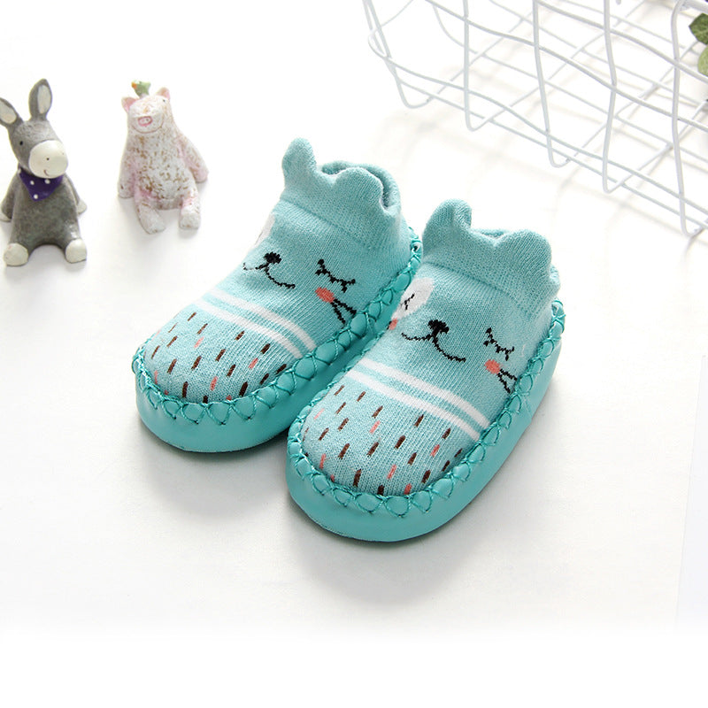 Spring and Autumn Cartoon Fox Style Children's Floor Socks Baby Toddler Shoes Socks Boys Baby Girl Baby Non-slip Soft Leather Sole Shoes