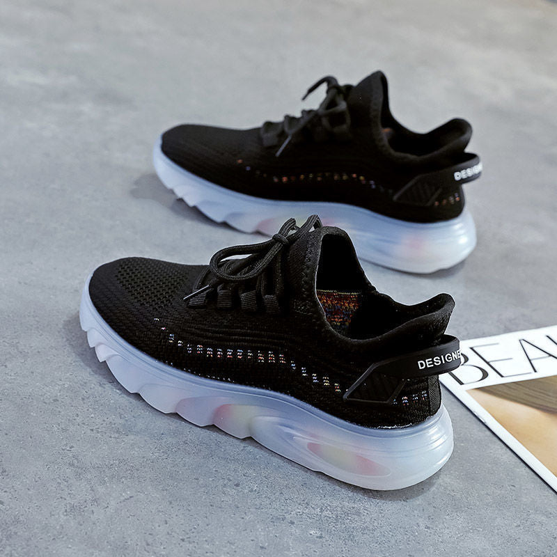 Spring And Summer New Trend All-Match Korean Lace-Up Women's Sneakers Jelly Bottom Net Red Shoes Low-Top Breathable Casual Shoes