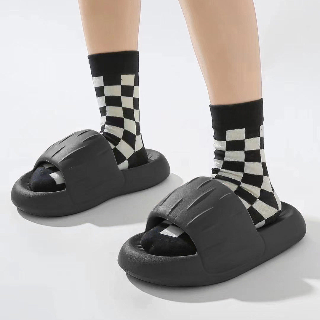 Bread Slippers EVA Rubber And Plastic Thick Bottom Stepping On Shit Casual Couple Tide Shoes Men And Women Flat Slippers Women's Outer Wear