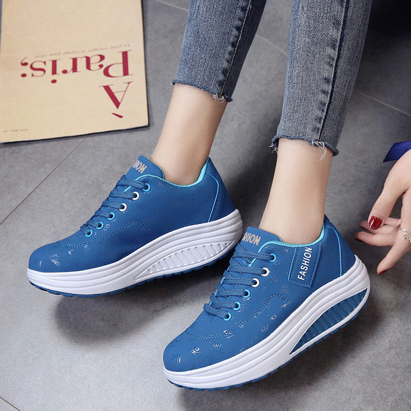 women running shoes sneakers female breathable thick bottom wedges outdoor