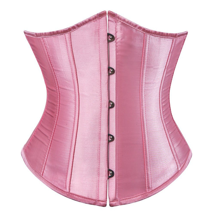 Court Satin Waistband Waist Clip Women's Body Sculpting Belly Belt Short Satin Rubber Bone Waist Corset Court Sexy Corset